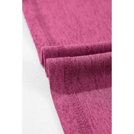 Bright Pink Ribbed Splicing Sleeve Round Neck T-shirt