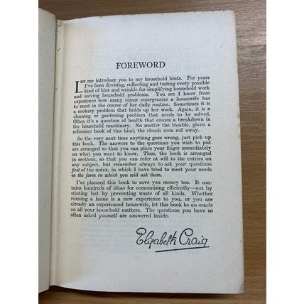 1950 ELIZABETH CRAIG "1000 HOUSEHOLD HINTS" ILLUSTRATED HARDBACK BOOK (P3)