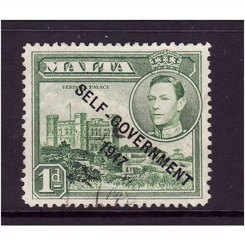 MALTA 1948 SG 236 1d GREEN SELF GOVERNMENT FINE USED #1