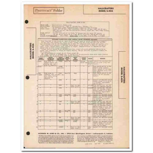 hallicrafters model s-40a 9-tube am sw radio sams photofact manual
