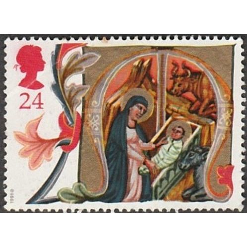1991 Christmas. Illuminated Manuscrits. 24p Value. Mary & Baby Jesus. F/Used