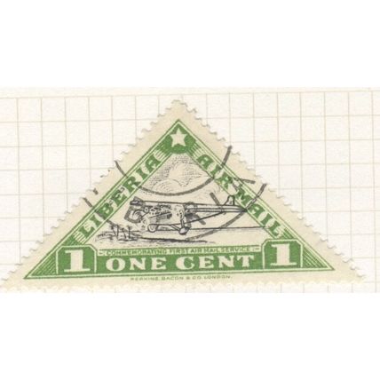 Liberia 1936 (Air) - 1c light green/black - Waco Plane - used