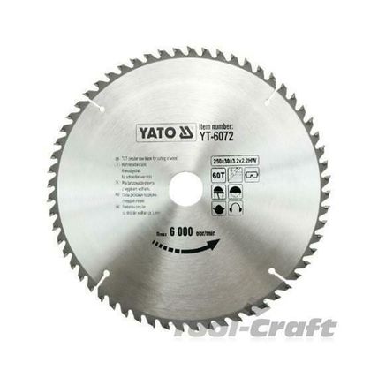 Yato professional TCT circular saw blade 250 mm 60 teeth 30 bore (YT-6072)