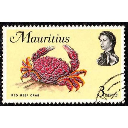 Mauritius 1969 Marine Life 3c Used Stamp QE II Crab.