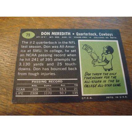 1969 Topps, DON MEREDITH, #75, Cowboys