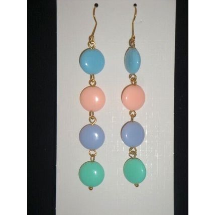 Fun vibrant multi colour acrylic disc 65mm long swing earrings