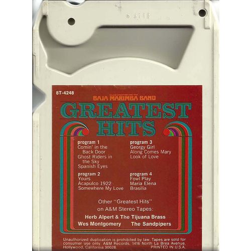 8-Track Tape #8T-4248 - "Baja Marimba Band Greatest Hits" - stereo