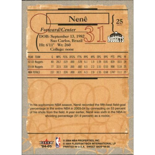 2004-05 Fleer Sweet Sigs Nene'