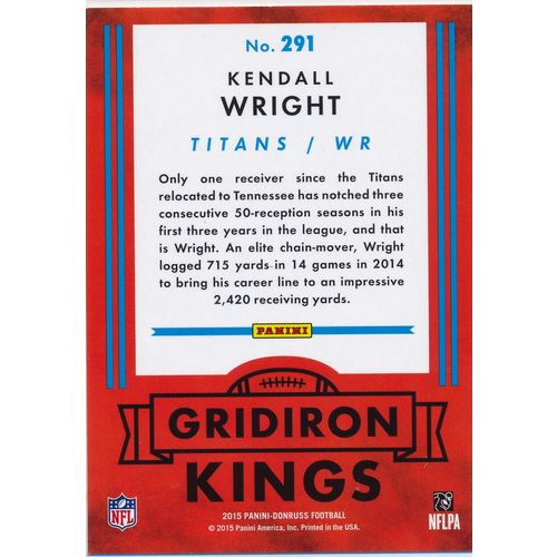 2015 Donruss Football Gridiron Kings 291 Kendall Wright Tennessee Titans