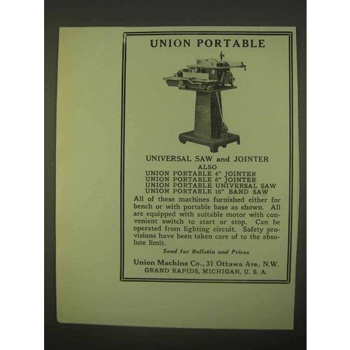 1922 Union Universal Saw and Jointer Ad - Union Portable