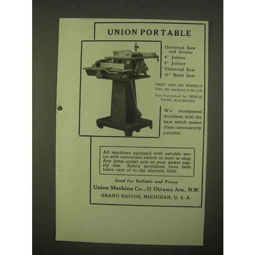 1922 Union Universal Saw and Jointer Ad - Portable