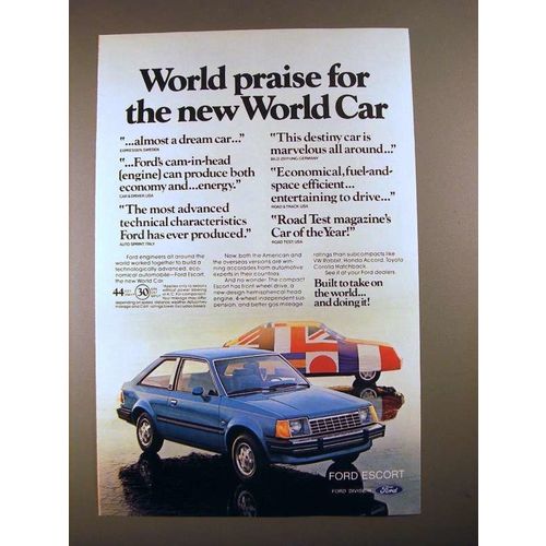 1981 Ford Escort Car Ad - World Praise!