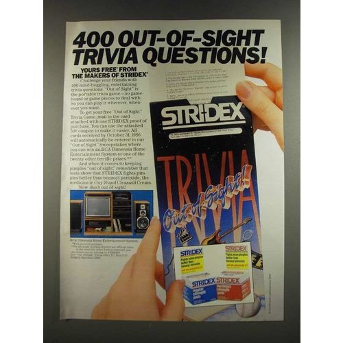 1986 Stridex Pads Ad - 400 Out-of-Sight Trivia Questions