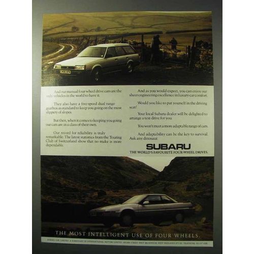 1986 Subaru Car Ad - Intelligent Use of Four Wheels