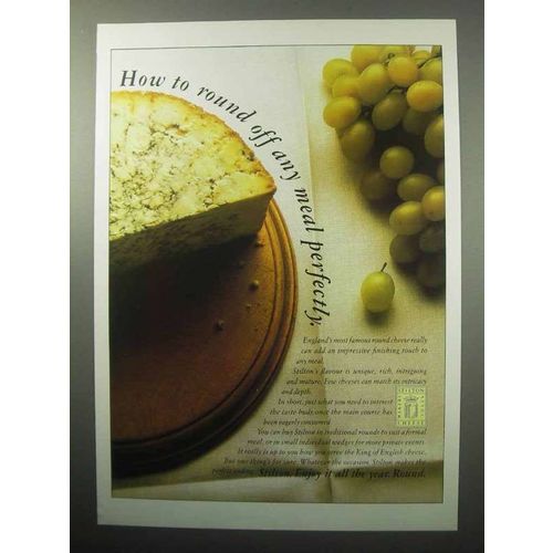 1987 Stilton Cheese Ad - Round Off Any Meal Perfectly