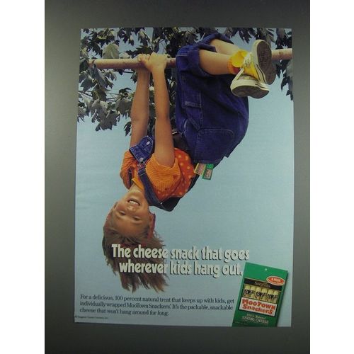 1991 MooTown Snackers Cheese Ad - The cheese snack that goes wherever kids hang