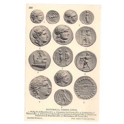 HISTORICAL GREEK COINS, unused vintage postcard BRITISH MUSEUM