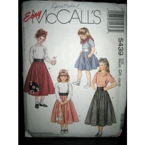 Vintage McCall's #5439 Girls' T-Shirt/Skirts/Scarf/Headband Pattern - Size 7