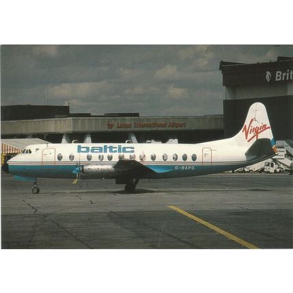 Baltic Virgin Vickers Viscount 814 Civil Aircraft Postcard (A19407)