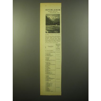 1965 Swiss Tourism Ad - Interlaken