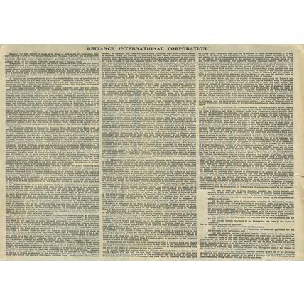 Reliance International Corporation 1 Share 1932 Stock/Share Certificate