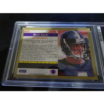 1991 Score Football Card # 611 Brett Favre PSA Mint (9) Atlanta Falcons