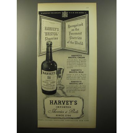 1950 Harvey's Sherries & Ports Ad - Recognized as the foremost sherries