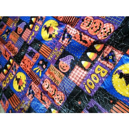 Halloween Multicolored Vinyl Top Trick or Treat Rectangle Tablecloth 66" X 51"
