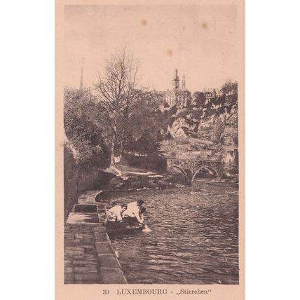 Washing Hands In River Stierchen Luxembourg Old Postcard