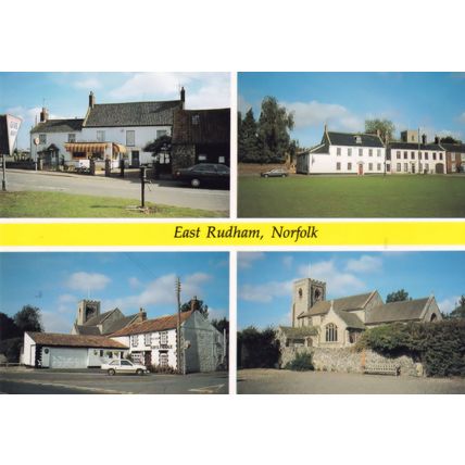 East Rudham Post Office Cat & Fiddle Pub 1980s Norfolk Postcard