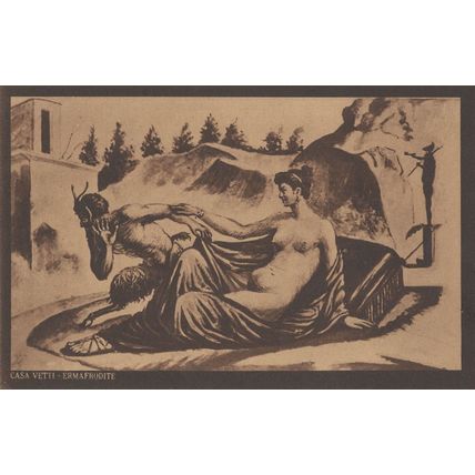 Casa Vetti Ermafrodite Nude Woman Satan Devil Man Painting Italy Postcard