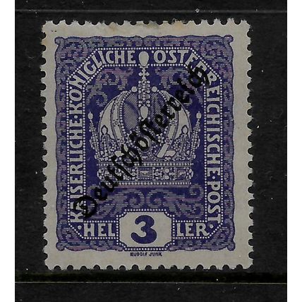 AUSTRIA 1918 IMPERIAL AUSTRIAN CROWN 3H VIOLET OPT'D SG 299 M MINT