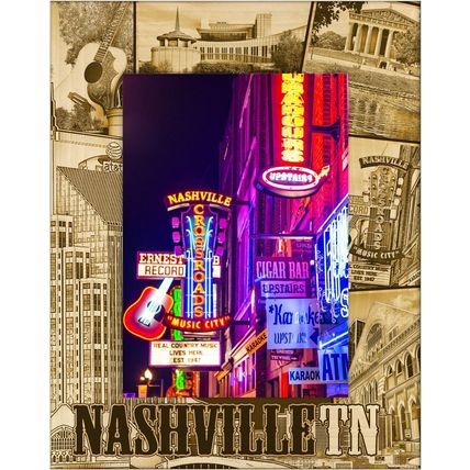 Nashville Tennessee Laser Engraved Wood Picture Frame Portrait (8 x 10)