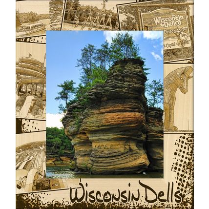 Wisconsin Dells Montage Laser Engraved Wood Picture Frame Portrait (8 x 10)