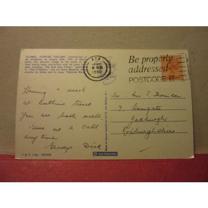 multiview, ALLOWAY, AYR. used postcard 1980 pm =