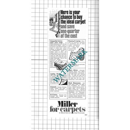 W Miller & Sons Ltd Ilford Essex Carpets Advert - 1967 Clipping / Print