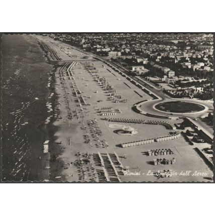 La Spaggia dall'Aereo, Rimini, c.1950s - L'Adriatica Foto Cartolina
