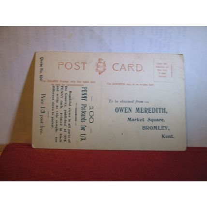 ABBOTSFORD FROM THE TWEED antique postcard advert OWEN MEREDITH, BROMLEY KENT =
