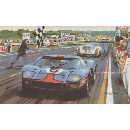 1969 Le Mans Motor Race Ickx Oliver Ford Vintage Painting Card