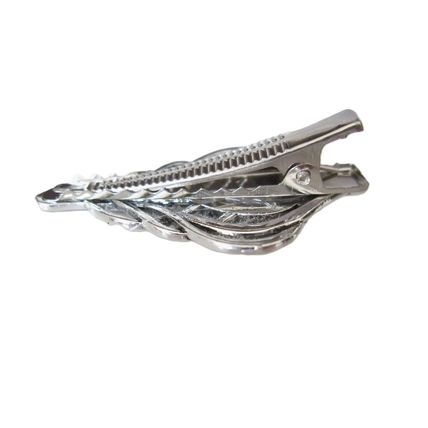 Smaller white oval stone metal alligator hair jewelry clip fine thin hair
