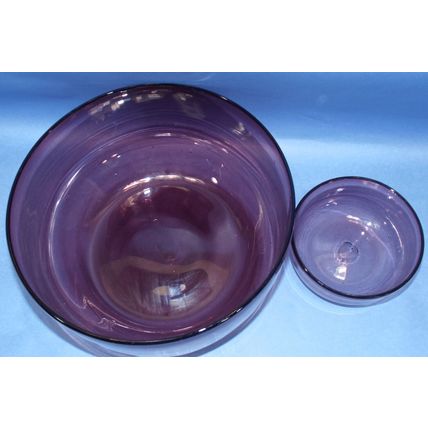 Vintage Amethyst Glass Large Mixing Bowl Handblown Scandinavia? Georgian? Salsa