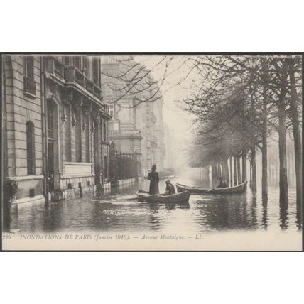 Avenue Montaigne, Inondations de Paris, 1910 - Lévy CPA LL229