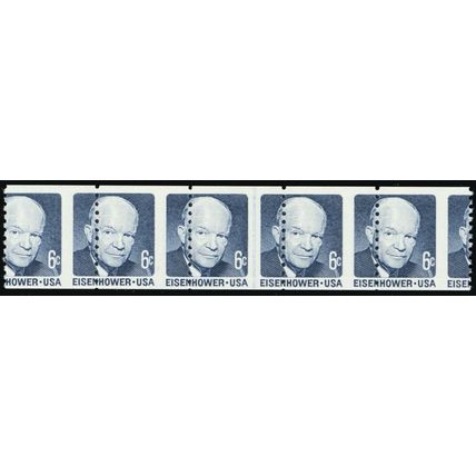 1401, Mint NH 6¢ Misperfed Error Coil Line Strip * Stuart Katz