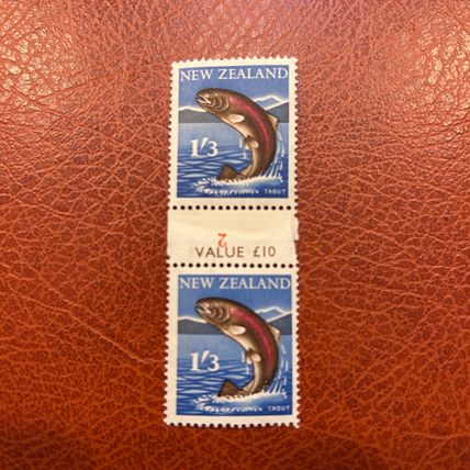 New Zealand TWO Rainbow Trout Stamps 1960's MNH - see photos