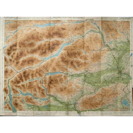 c1919 Bartholomew's New Reduced Survey Coloured linen map Sheet 12 Central Perth