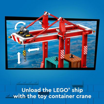 LEGO City Seaside Harbor with Cargo Ship Toy, Model Container Crane and Boat wit