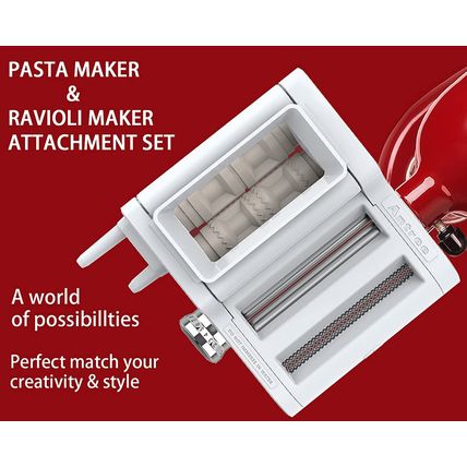 ANTREE 3-IN-1 Pasta Attachment & Ravioli Attachment for Kitchenaid Stand Mixers,
