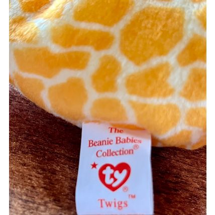 Twigs the Giraffe 4" tall x 8" long TY Beanie Baby Stuffed Animal Toy Retired
