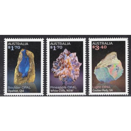 AUSTRALIA: 2025, OPALS, DOMESTIC POST, SET OF 3 EMBELISHED MNH STAMPS. 317