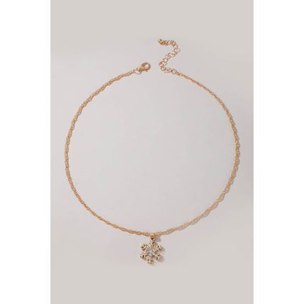 Gold Rhinestone Snowflake Christmas Fashion Necklace